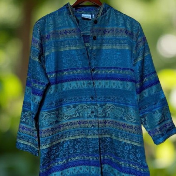 Vintage Chico's Tunic size 8  Asian inspired,beautiful colors,Art teacher chic - Picture 2 of 4
